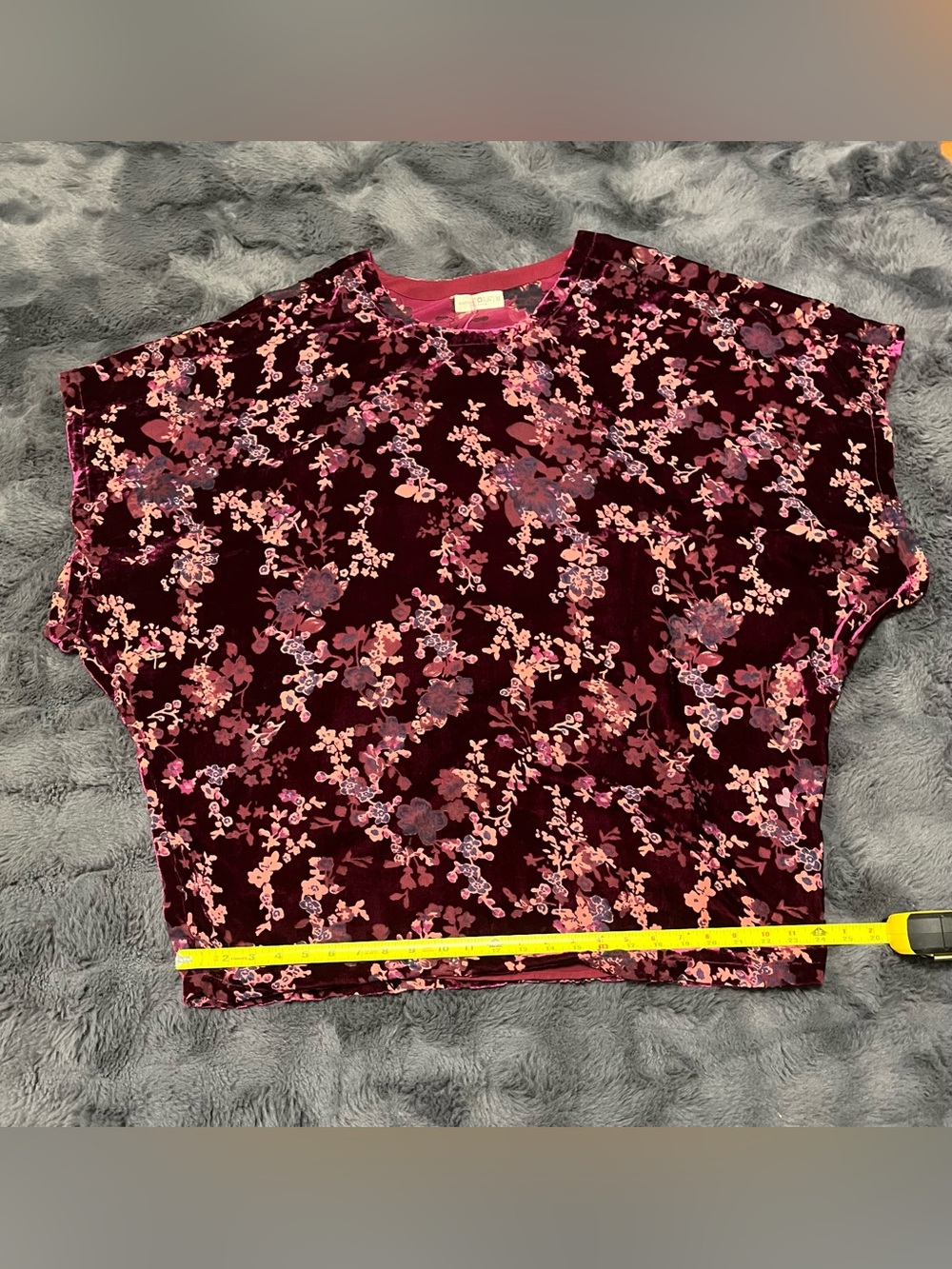 Natural Life Women’s Velvet Burnout Floral Tunic Top Womens Burgundy Boho Sz M - Picture 11 of 13